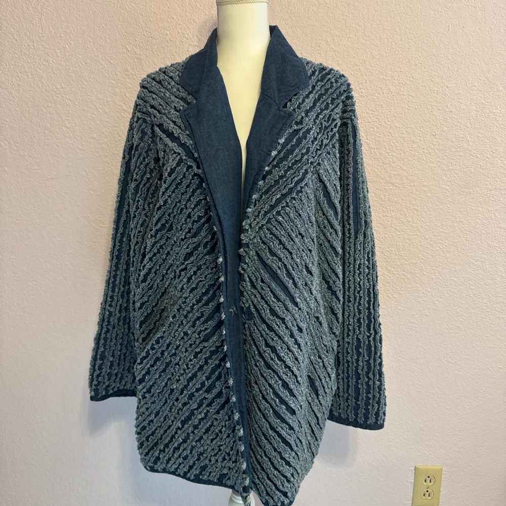 Women's Blue Textured Jacket
